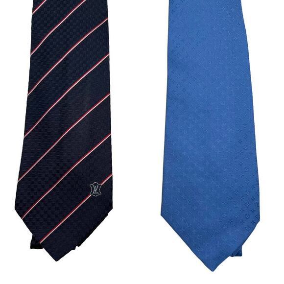 LOUIS VUITTON Monogram Tie Damier Stripe Silk Bundle of 2 NWOT - Picture 2 of 9